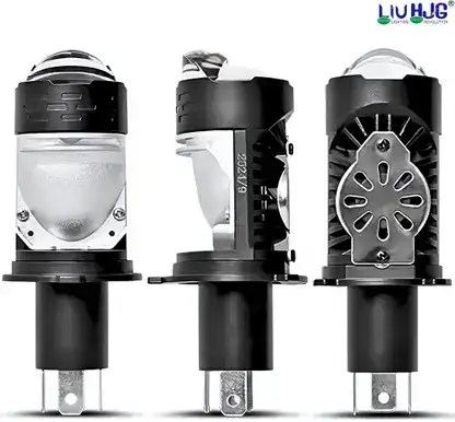 LIU HJG Super Bright White LED H4 Projector Lens Bulb with Red Devil Eye for Car, Motorbike, Truck, Van (12V, 50W) - Pack of 1