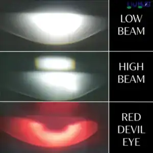 LIU HJG Super Bright White LED H4 Projector Lens Bulb with Red Devil Eye for Car, Motorbike, Truck, Van (12V, 50W) - Pack of 1