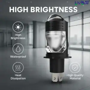 LIU HJG Super Bright White LED H4 Projector Lens Bulb with Red Devil Eye for Car, Motorbike, Truck, Van (12V, 50W) - Pack of 1