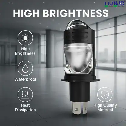 LIU HJG Super Bright White LED H4 Projector Lens Bulb with Red Devil Eye for Car, Motorbike, Truck, Van (12V, 50W) - Pack of 1