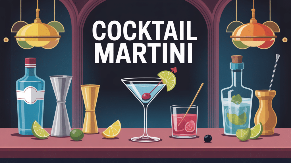 Illustration cocktail martini élégant sur bar moderne