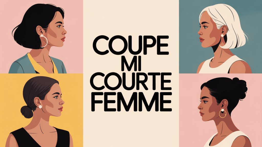 Illustration coupe mi courte femme silhouettes modernes