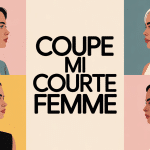 Illustration coupe mi courte femme silhouettes modernes