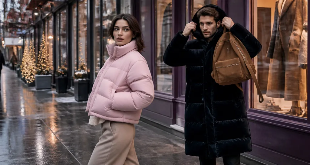 doudoune veste femme homme rue hiver