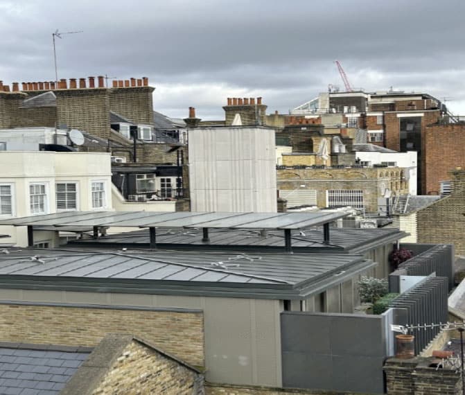 View across the tops of commercial properties