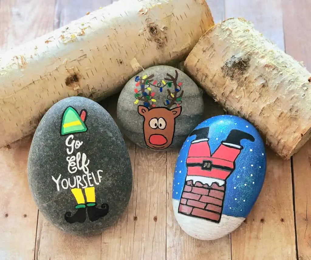 75+ of the Best Christmas Painted Rocks of Instagram 10 SILLY CHRISTMAS ROCKS