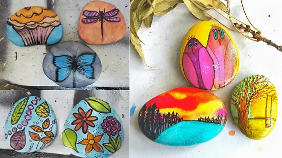 Beginners Guide To Painting Alcohol Inks on Rocks 21 alcohol inks painted rocks