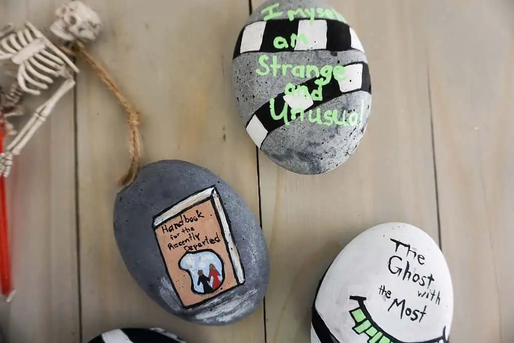 15 Awesome BeetleJuice Quotes + Crafts That You Need To Try 10 book of recently deceased painted rocks