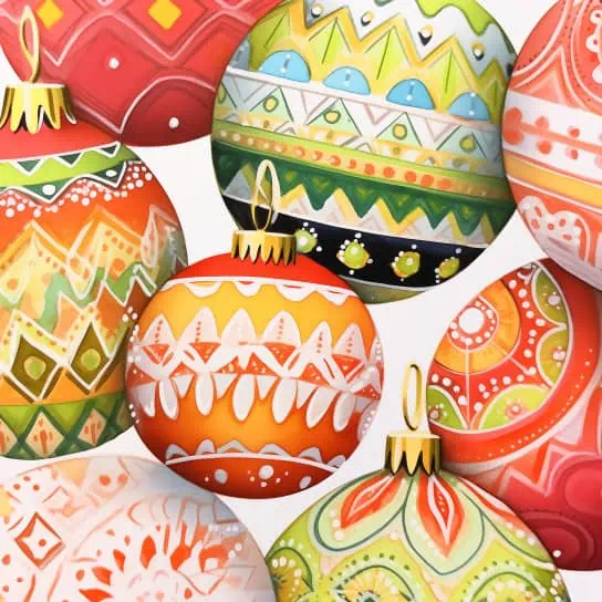 100+ Best Christmas Painting Ideas That's Easy to Make 42 colorful ornaments