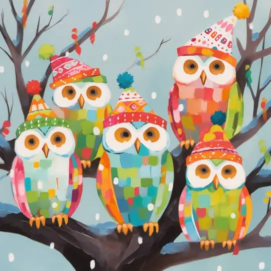 100+ Best Christmas Painting Ideas That's Easy to Make 40 winter owls