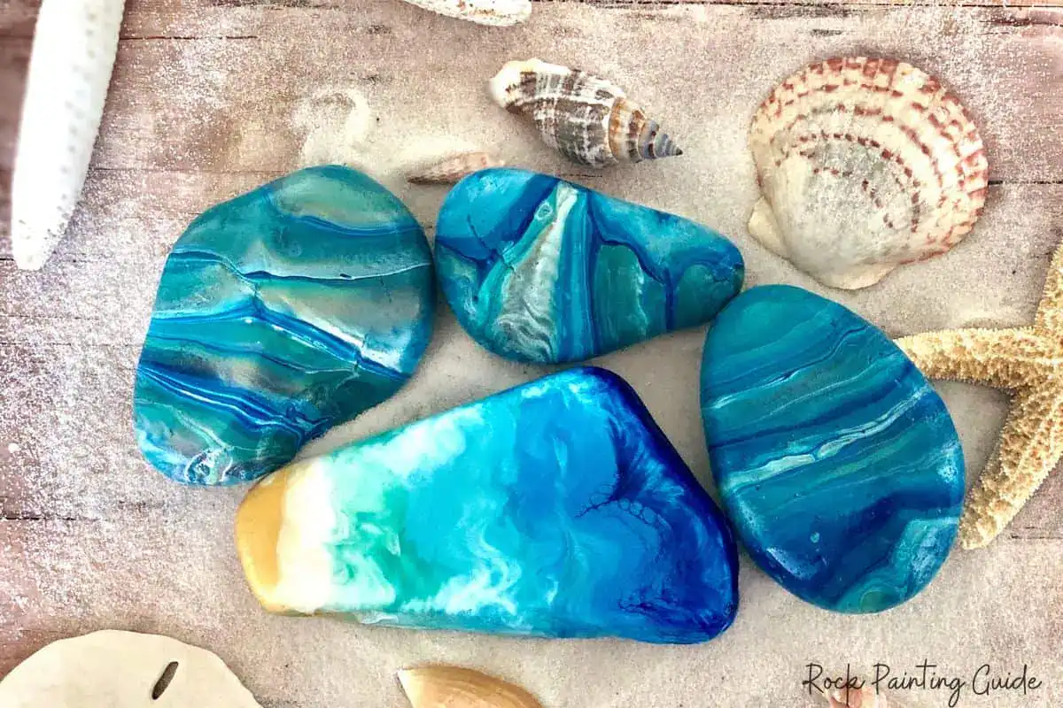 Beginner’s Guide to Paint Pouring on Rocks (With No-Fail Tips!) 3 Beach Pour final3