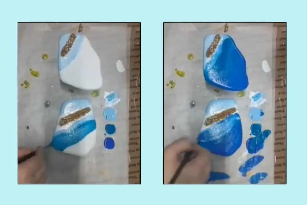 The Best Way to Make Ocean-Inspired Resin Pour Rocks 6 painting beach resin pour rocks