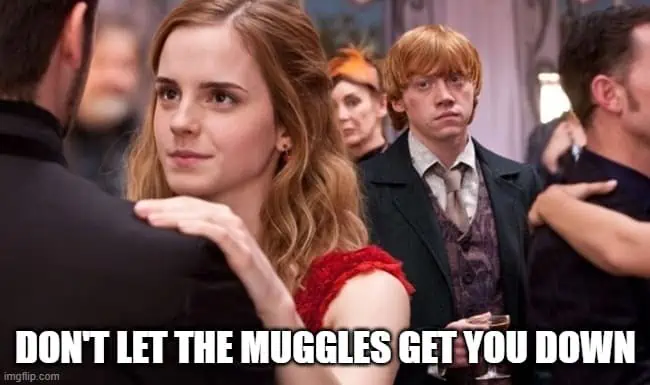 60 Inspiring Harry Potter Quotes that Potterheads Live By 17 Ron weasley staring at Hermione dancing