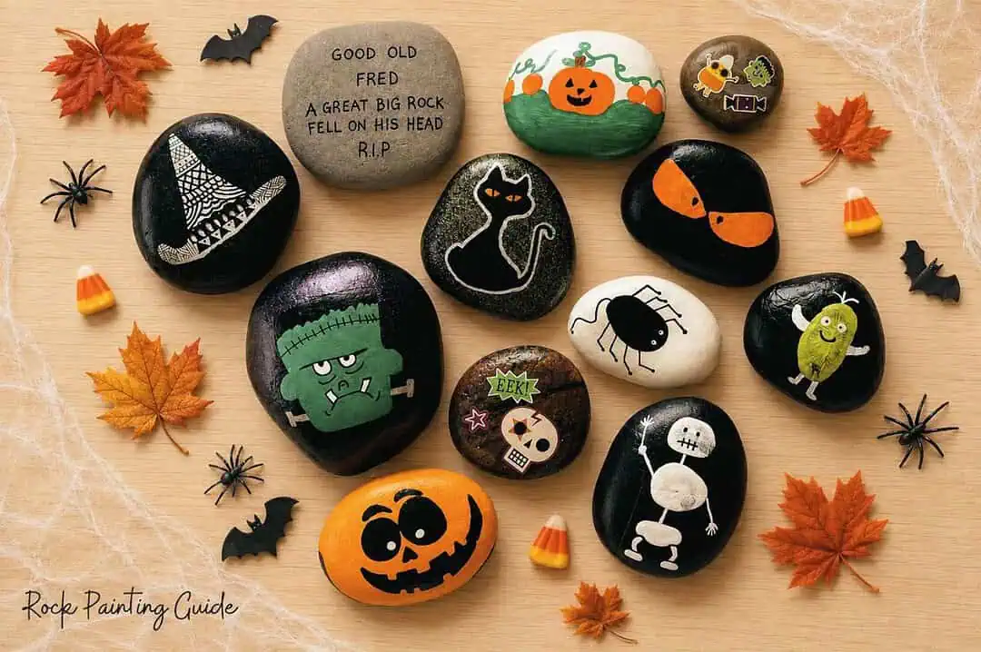 31+ Halloween Rock Painting Ideas: Easy, Cute & Spooky Painted Rocks 4 halloween painted rocks for beginners