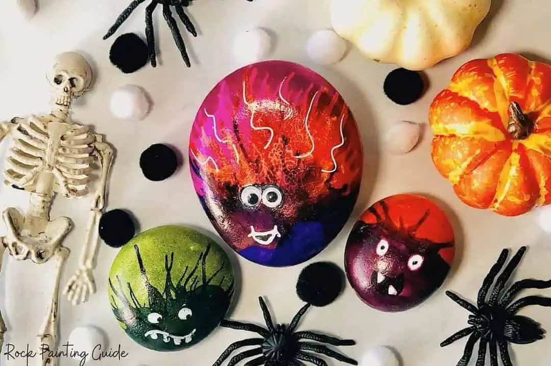 31+ Halloween Rock Painting Ideas: Easy, Cute & Spooky Painted Rocks 12 alcohol ink monster painted rocks