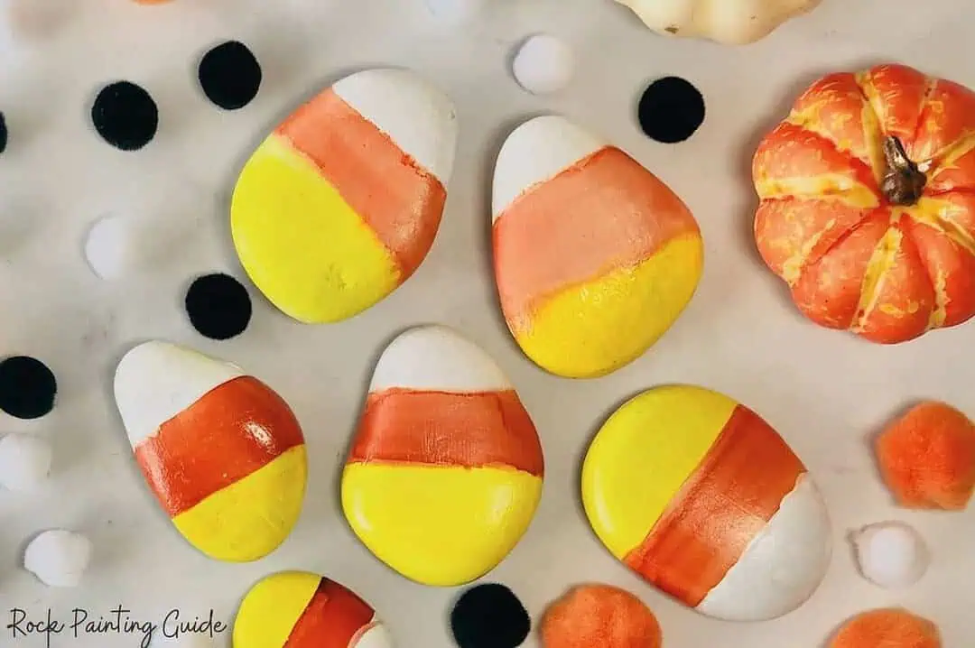 31+ Halloween Rock Painting Ideas: Easy, Cute & Spooky Painted Rocks 6 candy corn painted rocks