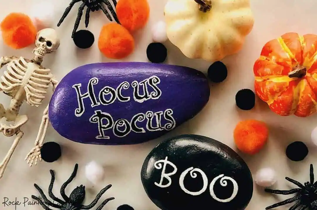 31+ Halloween Rock Painting Ideas: Easy, Cute & Spooky Painted Rocks 15 hocus pocus and boo painted rock