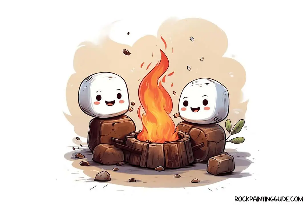 100+ Easy Fall Drawing Ideas + Step-by-Step Tutorials 13 marshmallows roasting by a fire