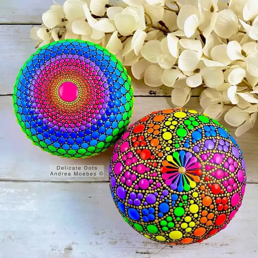 How to Make a Rainbow Inspired Mandala Art Dot Painting 5 rainbow painted mandala stones