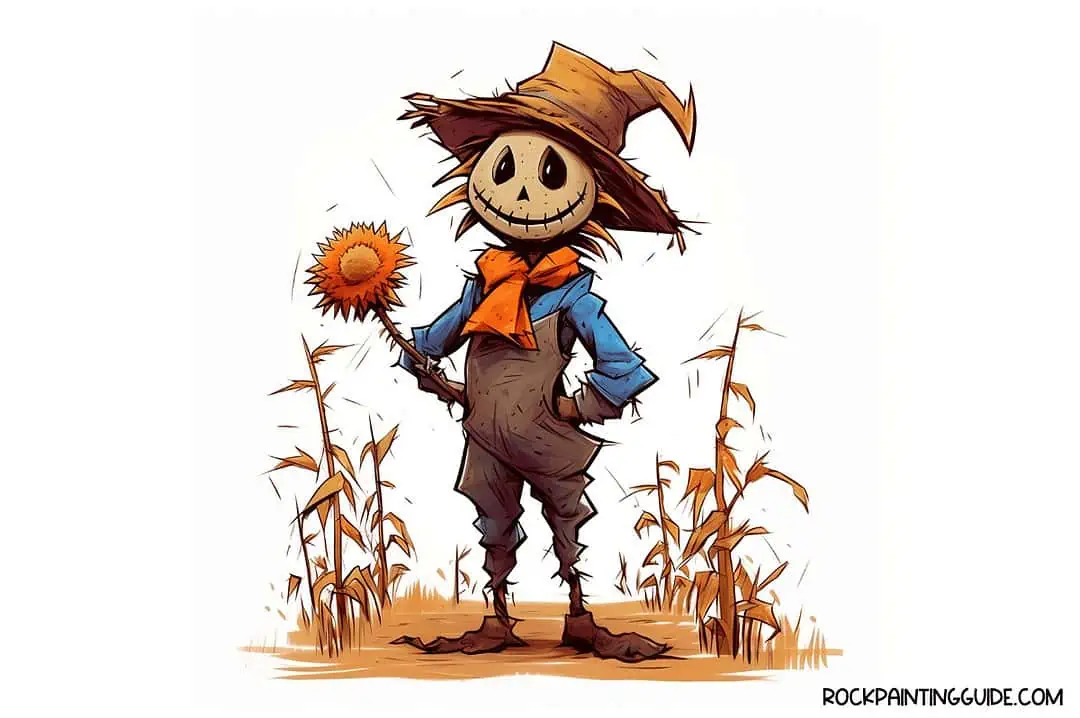 100+ Easy Fall Drawing Ideas + Step-by-Step Tutorials 34 happy scarecrow