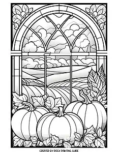 15 Free Stained Glass Fall Coloring Pages for Adults 10 fall pumpkins coloring page
