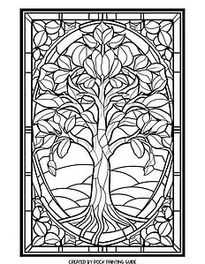 15 Free Stained Glass Fall Coloring Pages for Adults 9 tree fall coloring page
