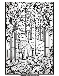 15 Free Stained Glass Fall Coloring Pages for Adults 6 wolf fall coloring pages for adults