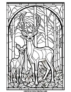 15 Free Stained Glass Fall Coloring Pages for Adults 15 deer coloring sheet
