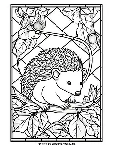 15 Free Stained Glass Fall Coloring Pages for Adults 16 hedgehog coloring page