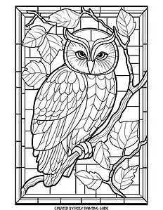 15 Free Stained Glass Fall Coloring Pages for Adults 18 owl coloring page