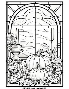 15 Free Stained Glass Fall Coloring Pages for Adults 14 pumpkin coloring page