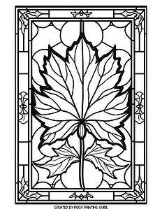 15 Free Stained Glass Fall Coloring Pages for Adults 17 maple color sheet