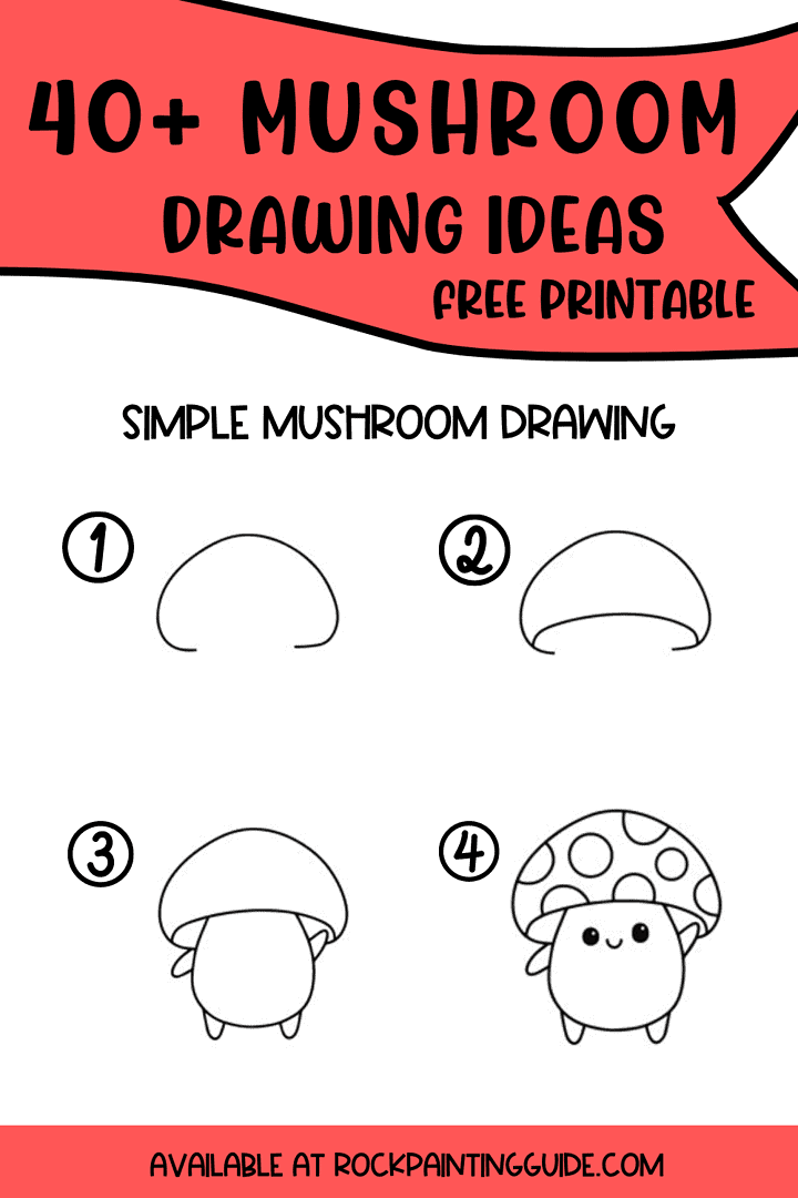 40+ Whimsical Mushroom Drawing Ideas with Cottagecore Vibes! 4 how to draw a simple mushroom