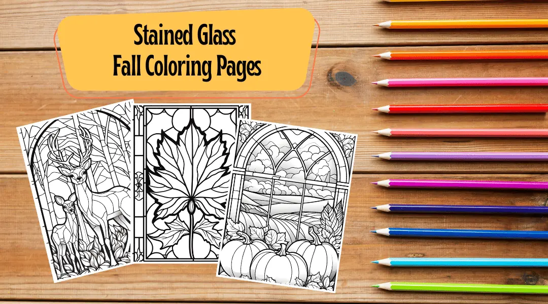 15 Free Stained Glass Fall Coloring Pages for Adults 3 fall coloring pages for adults banner