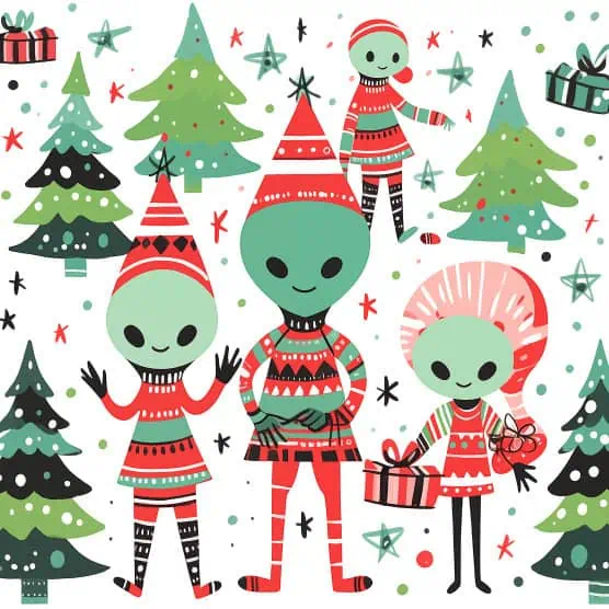 100+ Best Christmas Painting Ideas That's Easy to Make 35 festive aliens