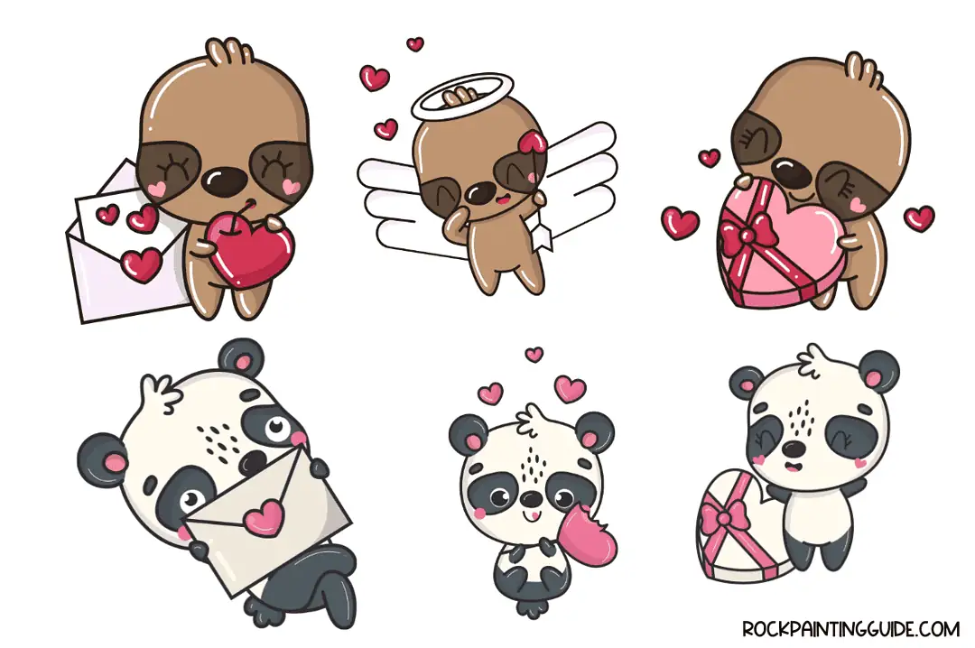 100+ Charming Valentine's Day Drawing Ideas to Try 11 sloth and panda valentine's day drawing ideas