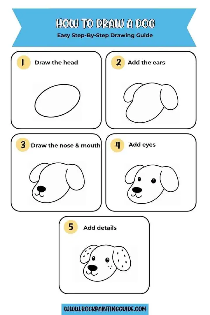 100 Easy Spring Drawing Ideas For Beginners (Step-by-Step) 17 How to draw a dog
