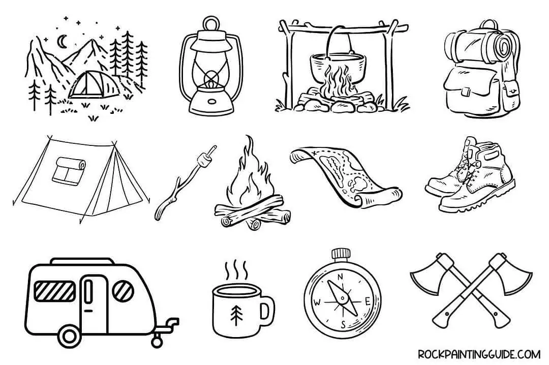 150 Cool Summer Drawing Ideas For All Ages (Free Download) 4 camping theme doodles