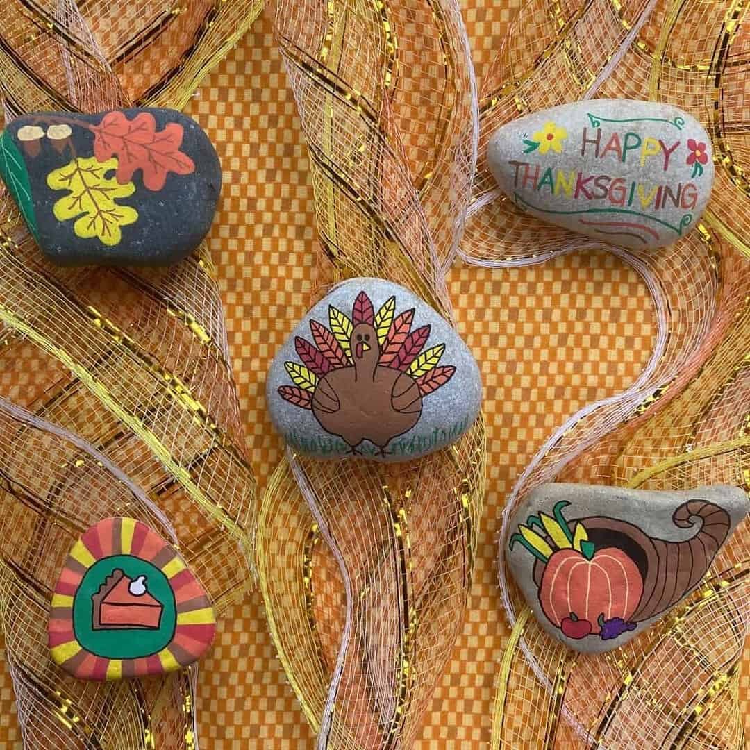 Home 3 thanksgiving theme rock painting