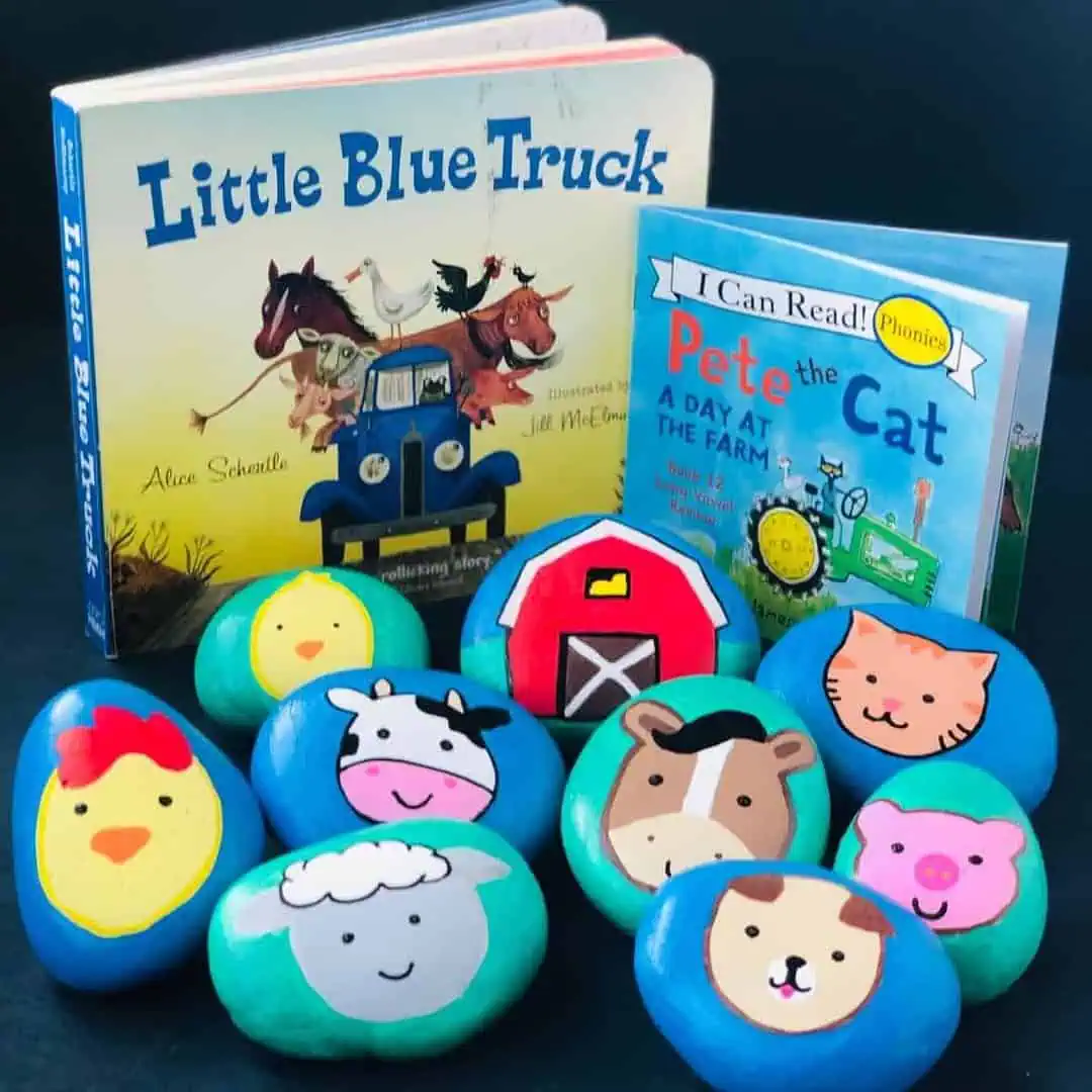 Home 6 farm animals painted rocks