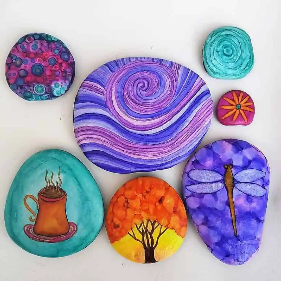 How to Make Easy Stunning Alcohol Ink Art Like A Boss! 3 alcohol ink painted rocks
