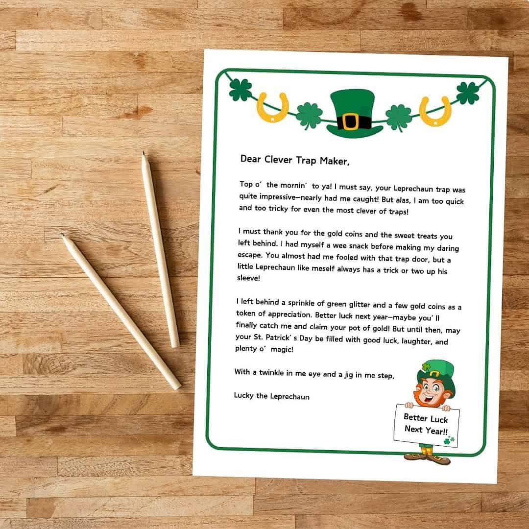 Create Mischief with This Free Printable Leprechaun Letter 3 Square Featured Image 1 1