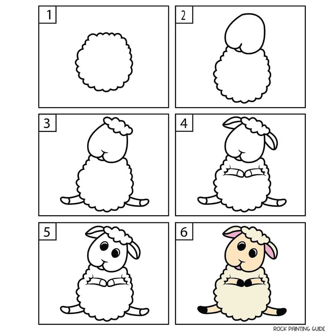 How To Draw A Cute Lamb: Step-by-Step Guide Bear \u0026 Dear, image size:1080x1080