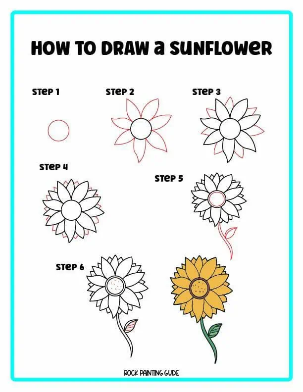7 Awesome Summer Step-By-Step Doodles for Kids 5 Summer step-by-step Doodles for a sunflower