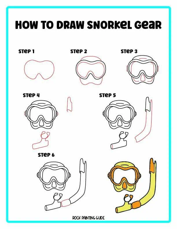 7 Awesome Summer Step-By-Step Doodles for Kids 7 summer step-by-step doodles of snorkel gear