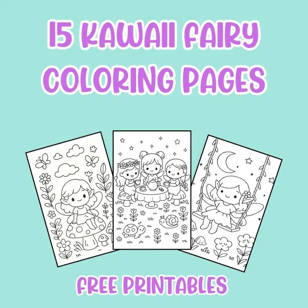 15 Free Kawaii Fairy Coloring Pages for Kids (Printable) 3 fairy coloring pages