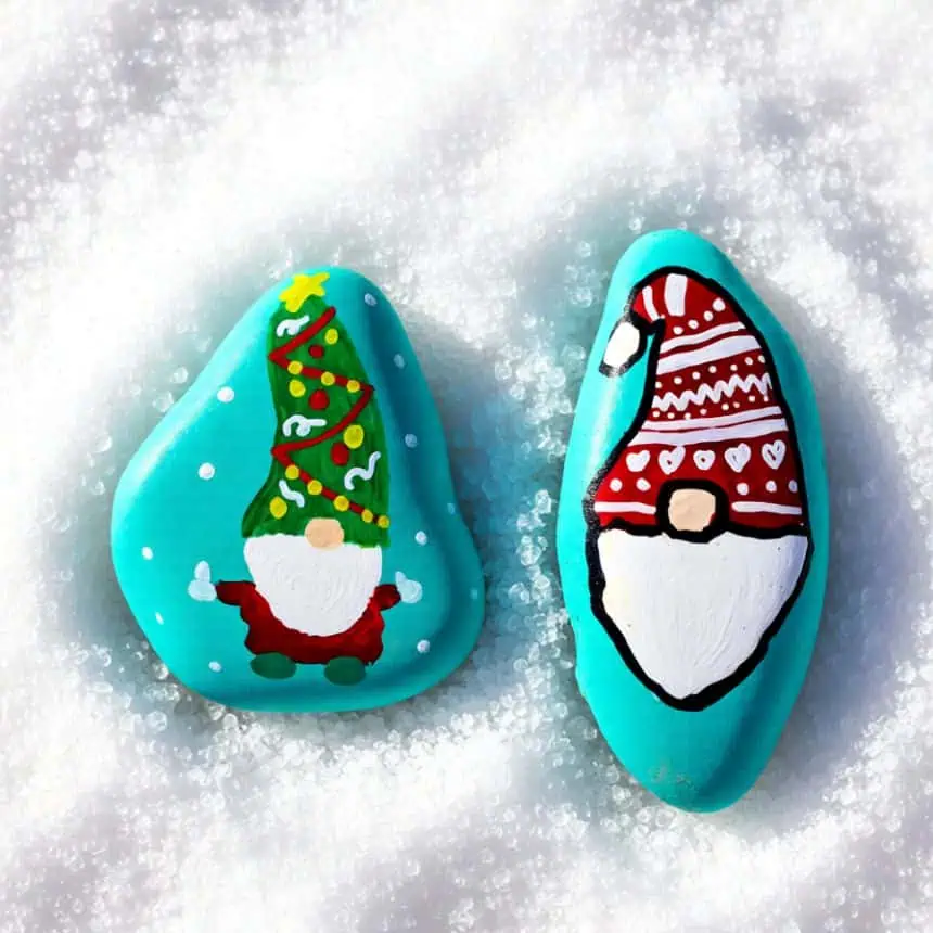 Home 4 Christmas gnome painted rocks