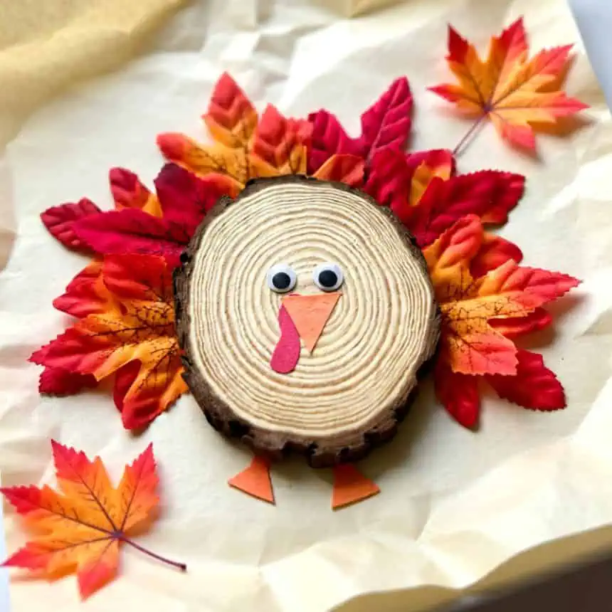 Home 6 wood slice turkey craft