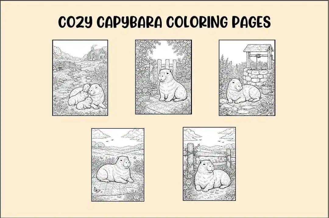 Free Capybara Coloring Pages That Inspire Calm, Cozy Living 4 capybara coloring pages