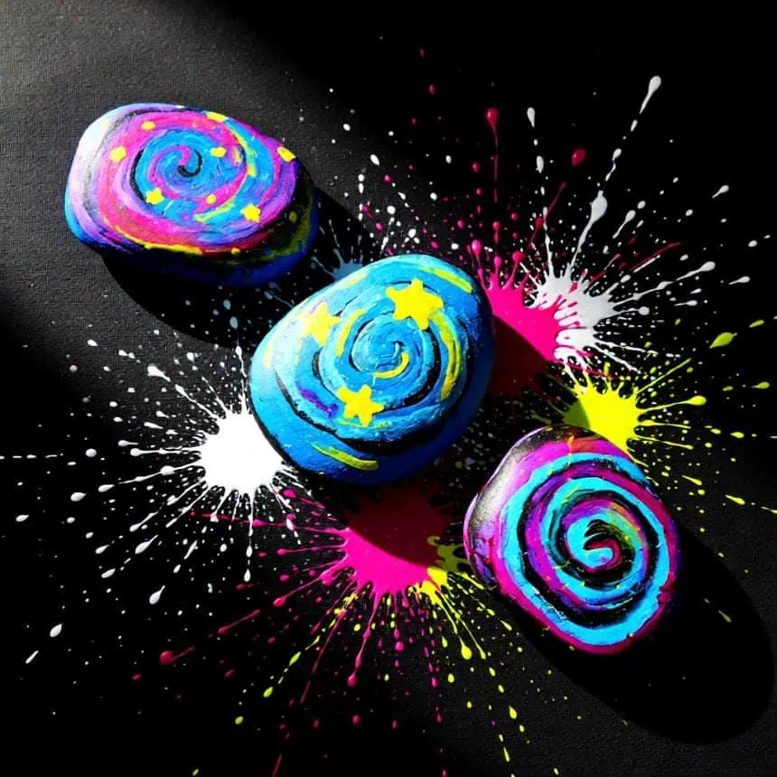 Home 2 starry night sky galaxy painted rocks